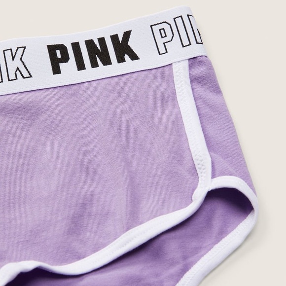 Victoria's Secret PINK Logo Boyshort Panty Chalk Violet Small NEW - Picture 3 of 6